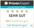 Siegel Proven Expert Kundenbewertungen Sehr gut und 99% Empfehlung